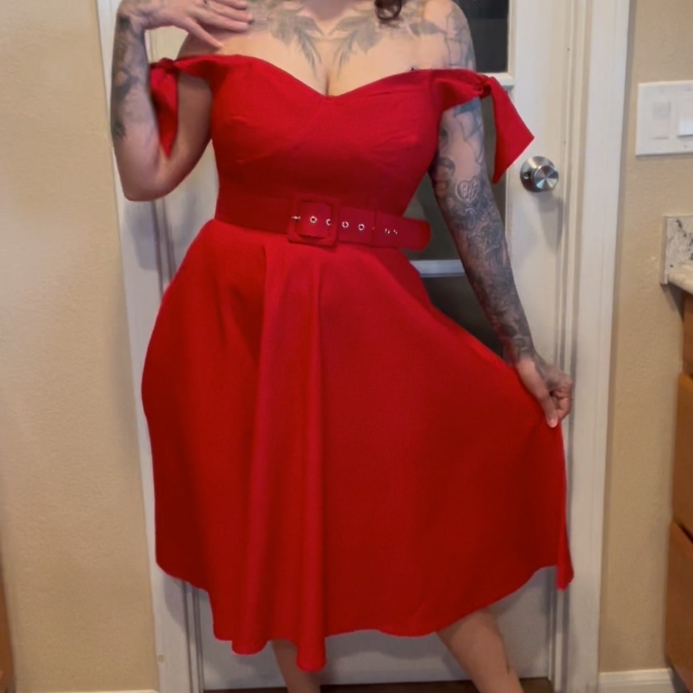 Elegant Red Off-Shoulder Dress